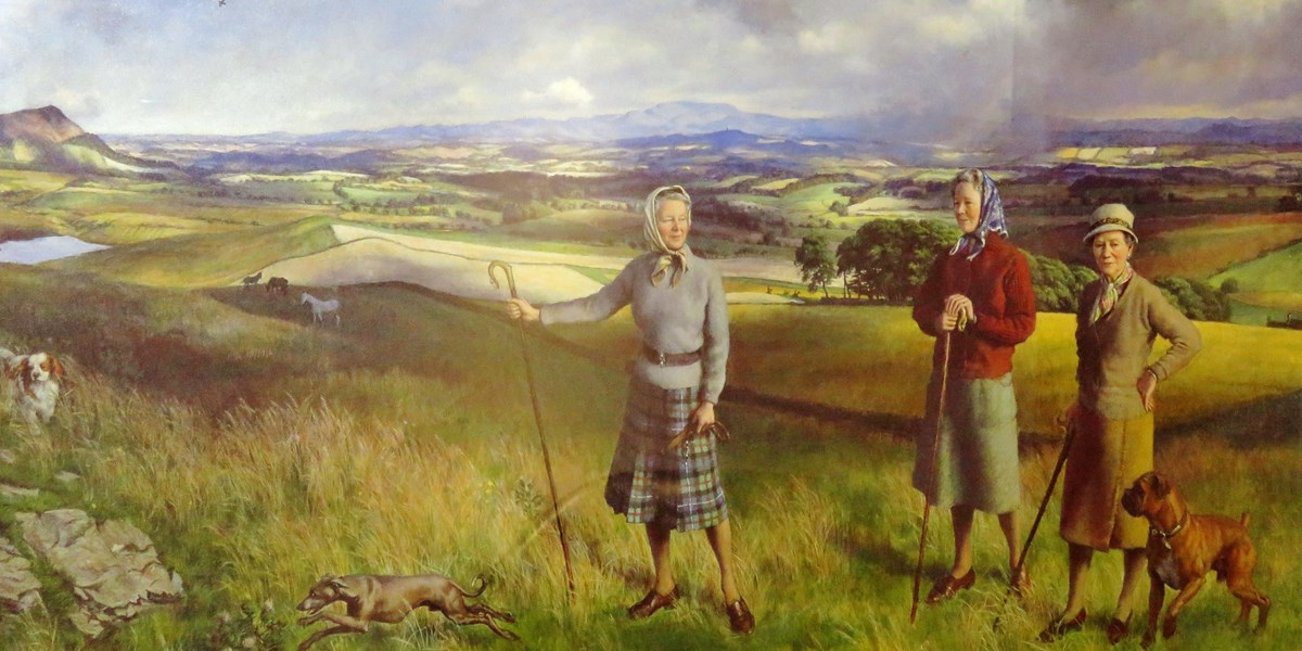 Painting of the three Robertson sisters on the moors